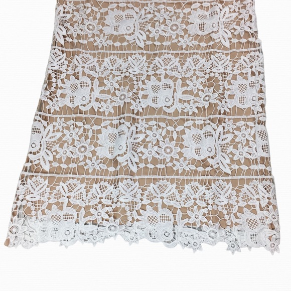 Lovers and Friends White Tan Nude Caspian Chunky Lace Shift Dress Medium Large - Picture 8 of 14